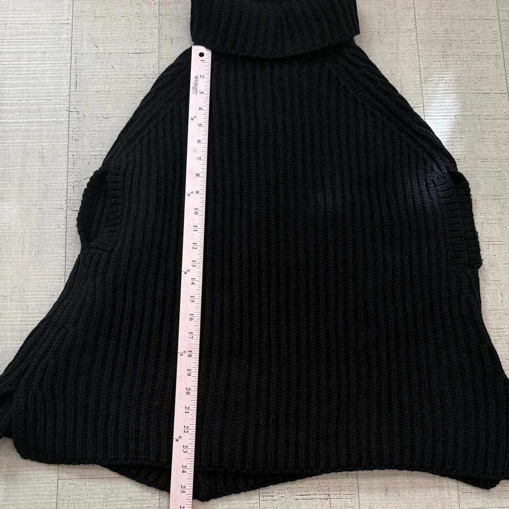 Women's Black Turtleneck Poncho Sweater - Picture 4 of 5